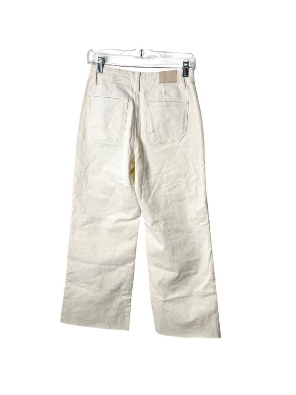 Paige Women Sz 25 Anessa Utility Jeans Cropped Ivory Ecru High-Rise Wide-Leg NEW - Picture 2 of 10